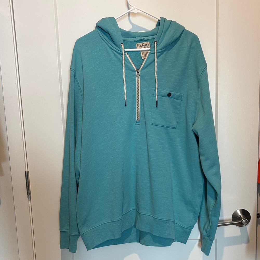 L.L. Bean Teal Zip-Up Hooded Sweater